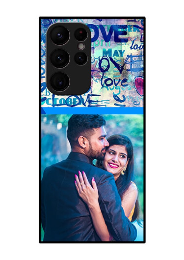 Galaxy S22 Ultra 5G Custom Glass Mobile Case - Colorful Love Design