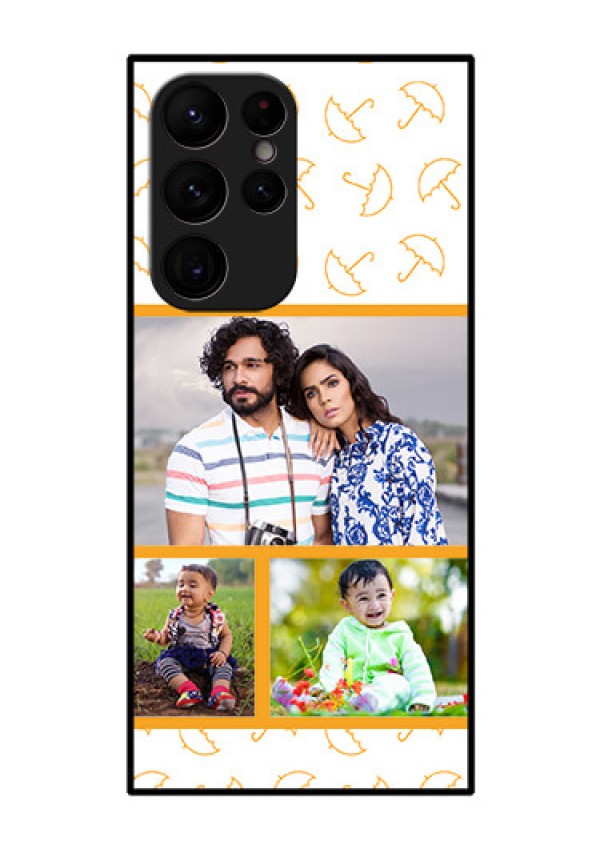 Galaxy S22 Ultra 5G Custom Glass Mobile Case - Yellow Pattern Design