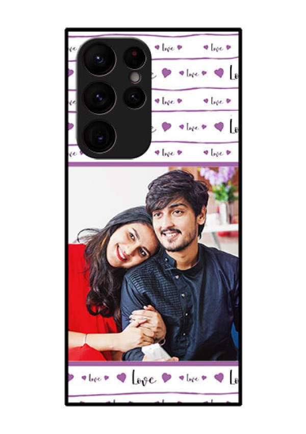 Galaxy S22 Ultra 5G Custom Glass Mobile Case - Couples Heart Design