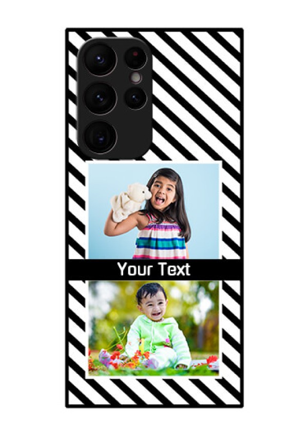Galaxy S22 Ultra 5G Photo Printing on Glass Case - Black And White Stripes Design