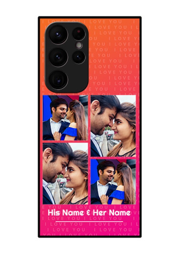 Galaxy S22 Ultra 5G Custom Glass Phone Case - I Love You Pink Design