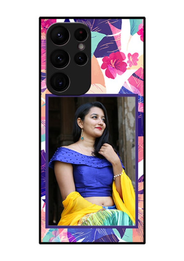 Galaxy S22 Ultra 5G Custom Glass Mobile Case - Abstract Floral Design