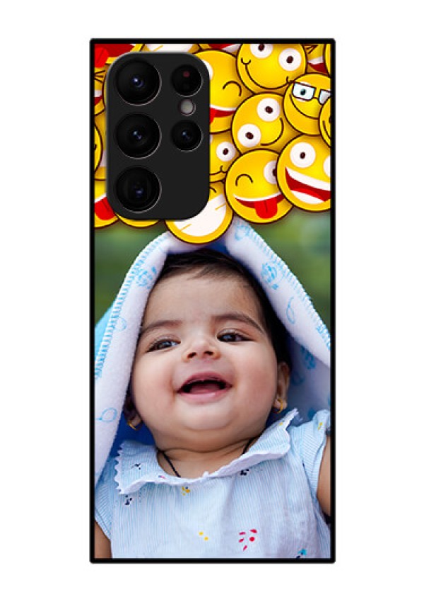 Galaxy S22 Ultra 5G Custom Glass Mobile Case - with Smiley Emoji Design