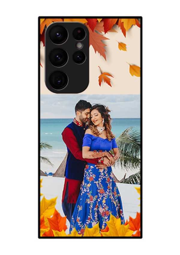 Galaxy S22 Ultra 5G Photo Printing on Glass Case - Autumn Maple Leaves Design