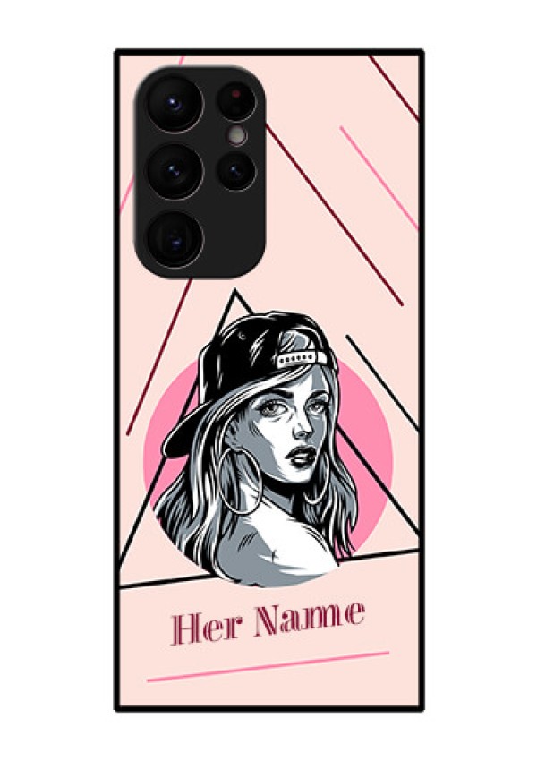 Galaxy S22 Ultra 5G Personalized Glass Phone Case - Rockstar Girl Design