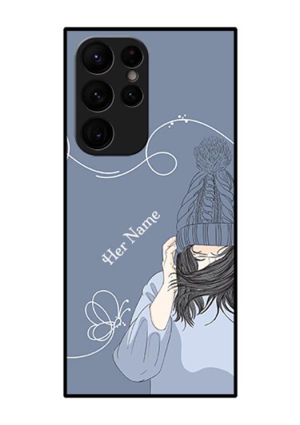 Galaxy S22 Ultra 5G Custom Glass Mobile Case - Girl in winter outfit Design