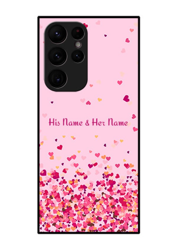 Galaxy S22 Ultra 5G Photo Printing on Glass Case - Floating Hearts Design
