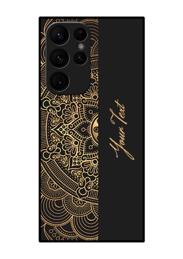 Galaxy S22 Ultra 5G Photo Printing on Glass Case - Mandala art with custom text Design