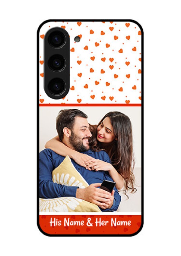 Galaxy S23 5G Custom Glass Phone Case - Orange Love Symbol Design