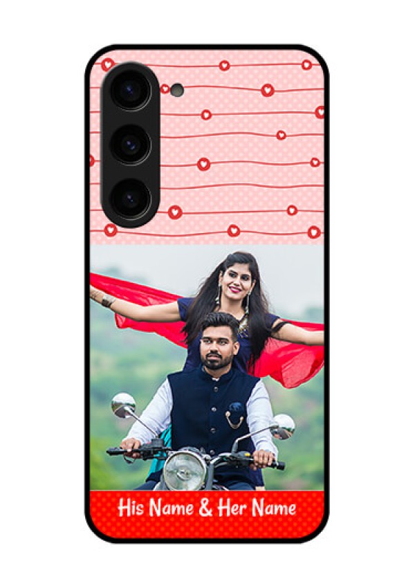 Galaxy S23 5G Personalized Glass Phone Case - Red Pattern Case Design
