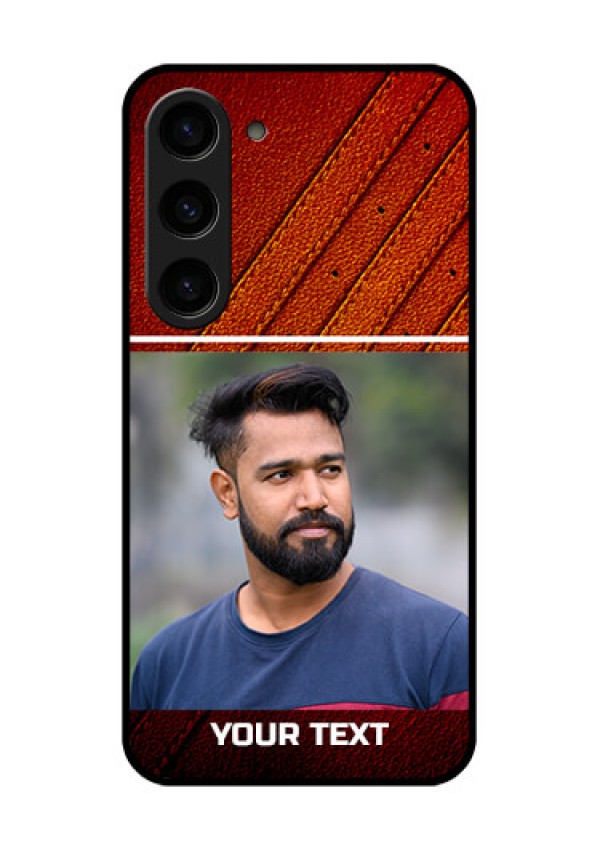 Galaxy S23 5G Personalized Glass Phone Case - Leather Phone Case Design