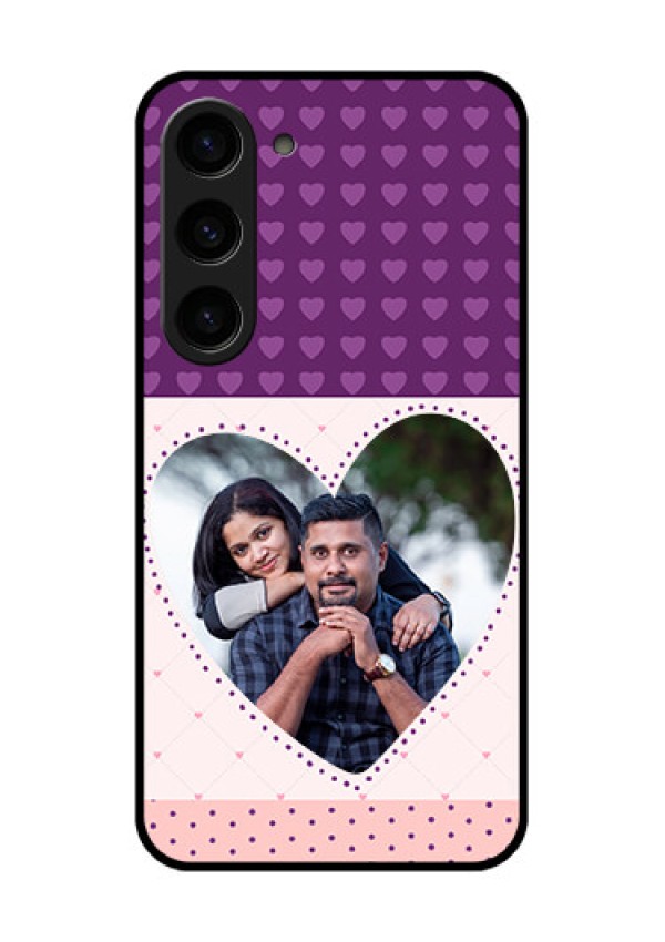 Galaxy S23 5G Custom Glass Phone Case - Violet Love Dots Design