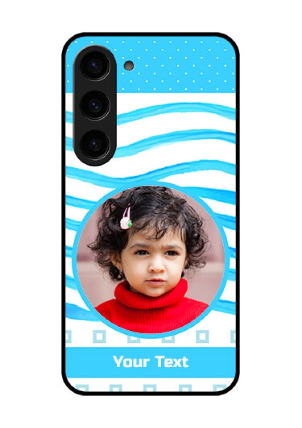 Galaxy S23 5G Custom Glass Phone Case - Simple Blue Case Design