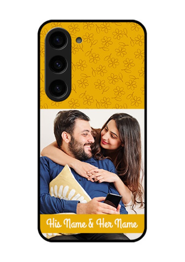 Galaxy S23 5G Custom Glass Mobile Case - Yellow Floral Design