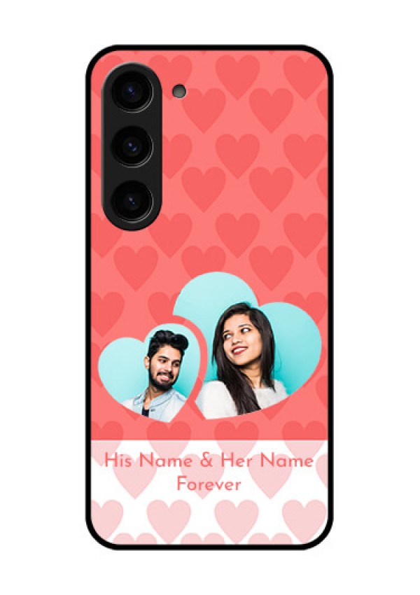 Galaxy S23 5G Personalized Glass Phone Case - Couple Pic Upload Design