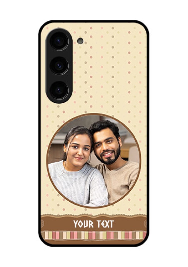 Galaxy S23 5G Custom Glass Mobile Case - Brown Dotted Mobile Case Design