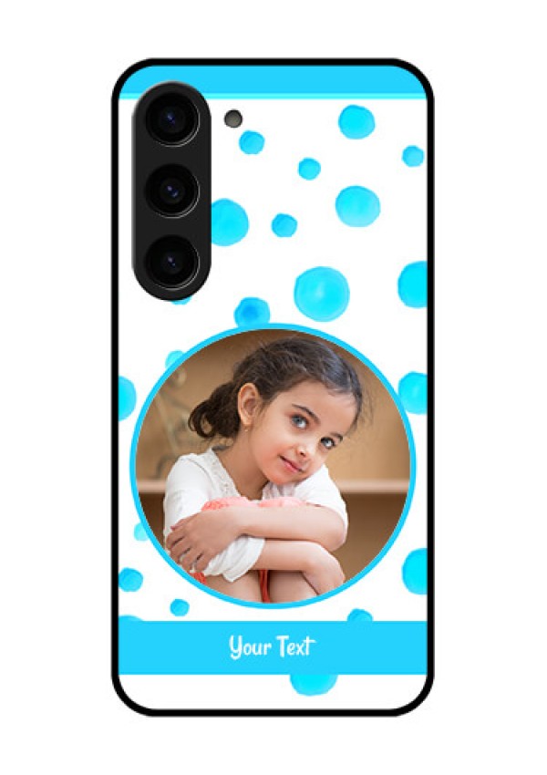 Galaxy S23 5G Photo Printing on Glass Case - Blue Bubbles Pattern Design