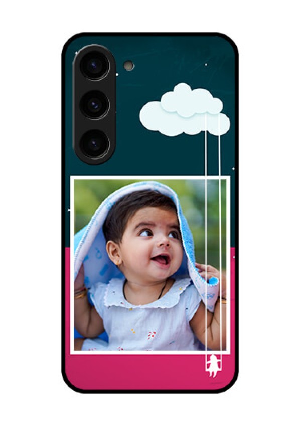 Galaxy S23 5G Custom Glass Phone Case - Cute Girl with Cloud Design