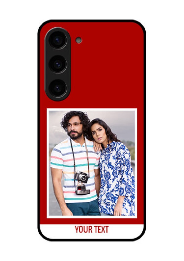 Galaxy S23 5G Personalized Glass Phone Case - Simple Red Color Design
