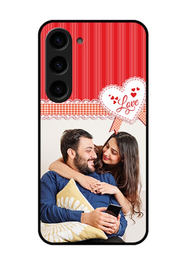 Galaxy S23 5G Custom Glass Mobile Case - Red Love Pattern Design