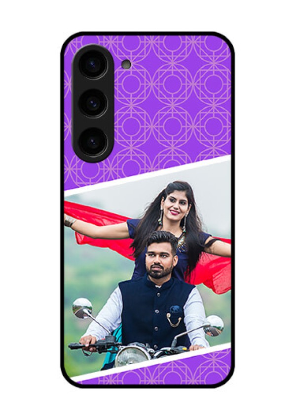 Galaxy S23 5G Custom Glass Phone Case - Violet Pattern Design