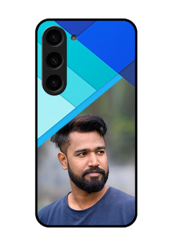 Galaxy S23 5G Custom Glass Phone Case - Blue Pattern Design