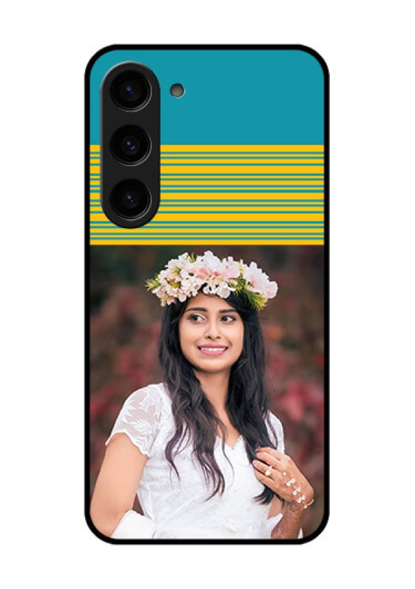Galaxy S23 5G Custom Glass Phone Case - Yellow & Blue Design