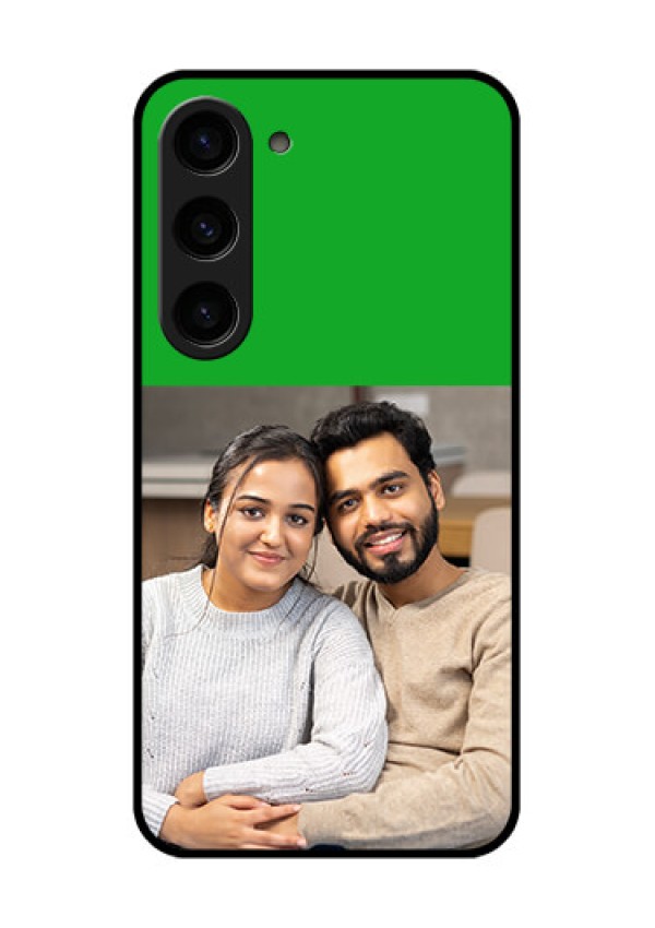 Galaxy S23 5G Personalized Glass Phone Case - Green Pattern Design