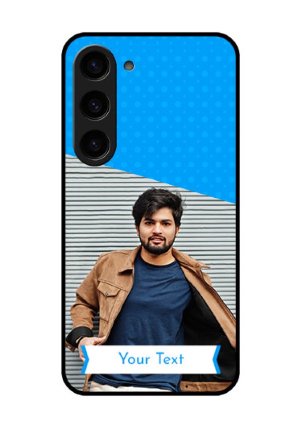 Galaxy S23 5G Photo Printing on Glass Case - Simple Blue Color Design