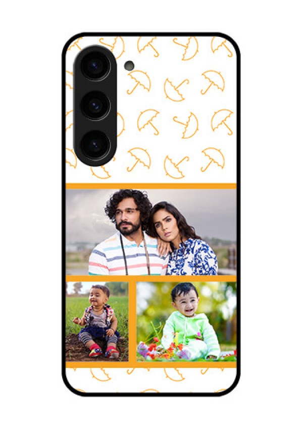 Galaxy S23 5G Custom Glass Mobile Case - Yellow Pattern Design