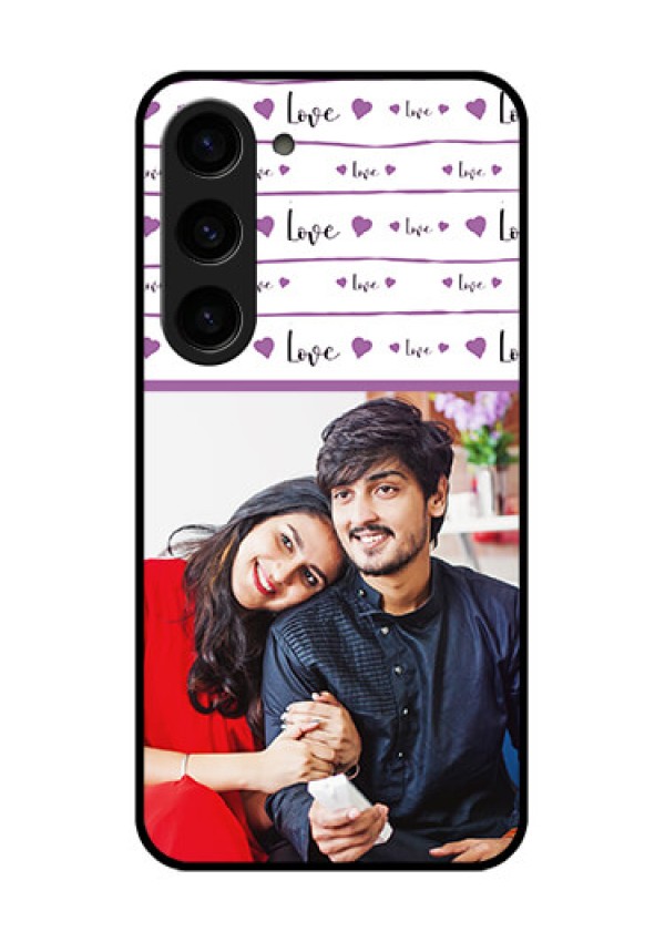 Galaxy S23 5G Custom Glass Mobile Case - Couples Heart Design