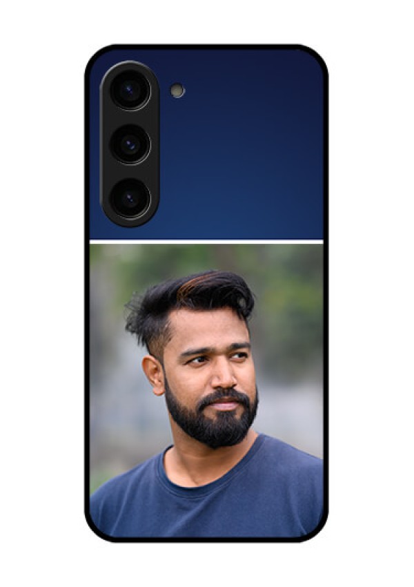 Galaxy S23 5G Personalized Glass Phone Case - Simple Royal Blue Design