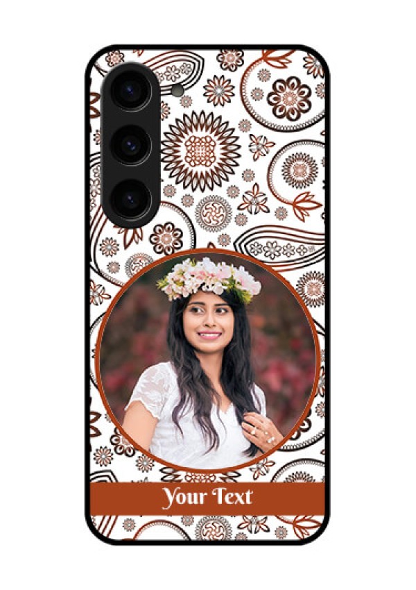 Galaxy S23 5G Custom Glass Mobile Case - Abstract Flower Design