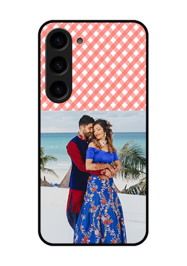 Galaxy S23 5G Personalized Glass Phone Case - Pink Pattern Design