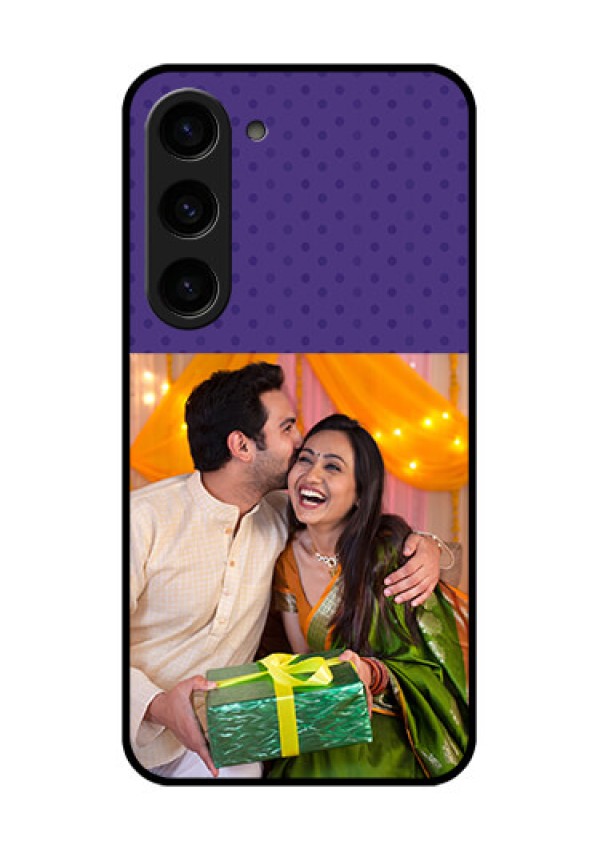 Galaxy S23 5G Personalized Glass Phone Case - Violet Pattern Design