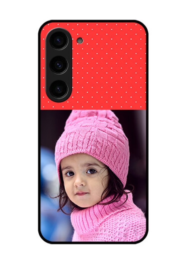 Galaxy S23 5G Photo Printing on Glass Case - Red Pattern Design