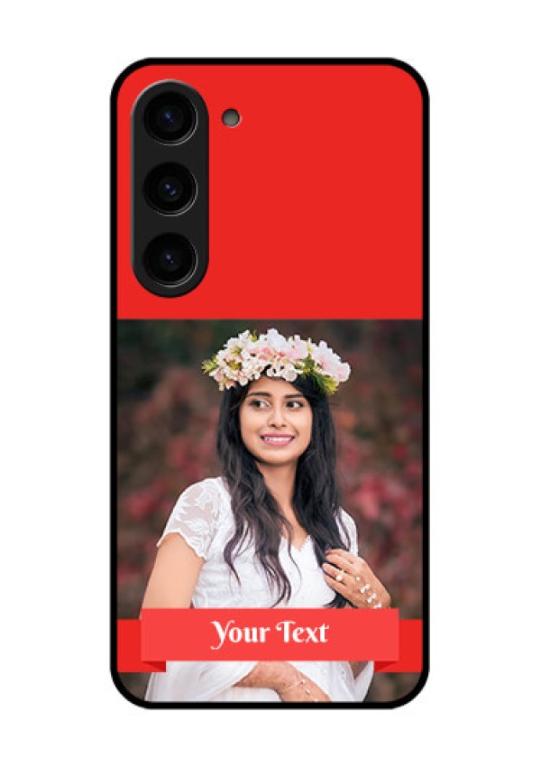 Galaxy S23 5G Custom Glass Phone Case - Simple Red Color Design