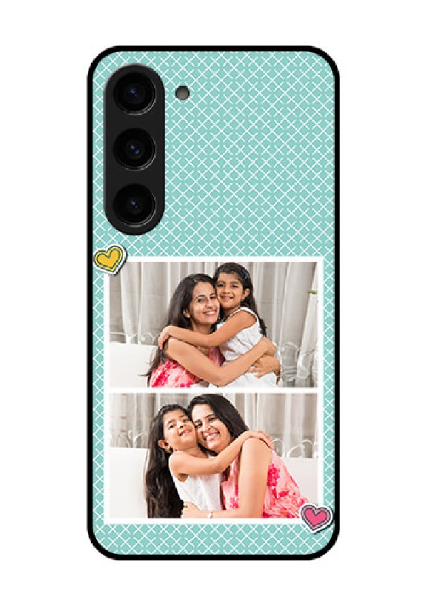 Galaxy S23 5G Custom Glass Phone Case - 2 Image Holder with Pattern Design