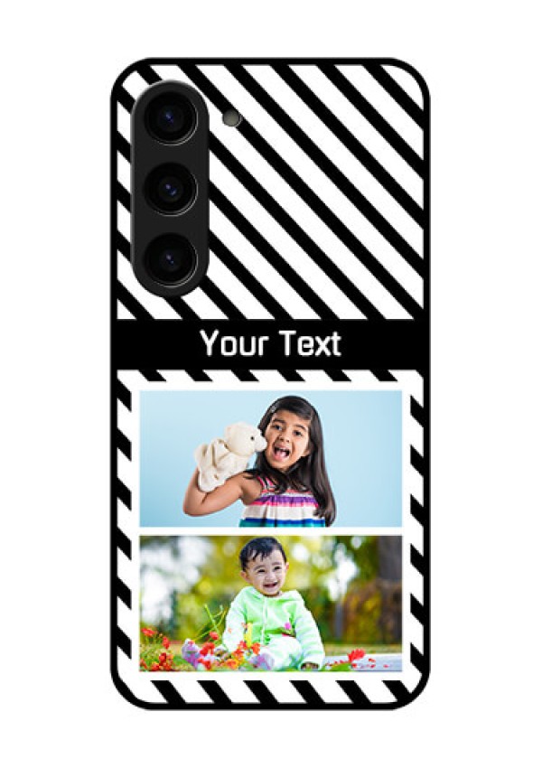Galaxy S23 5G Photo Printing on Glass Case - Black And White Stripes Design