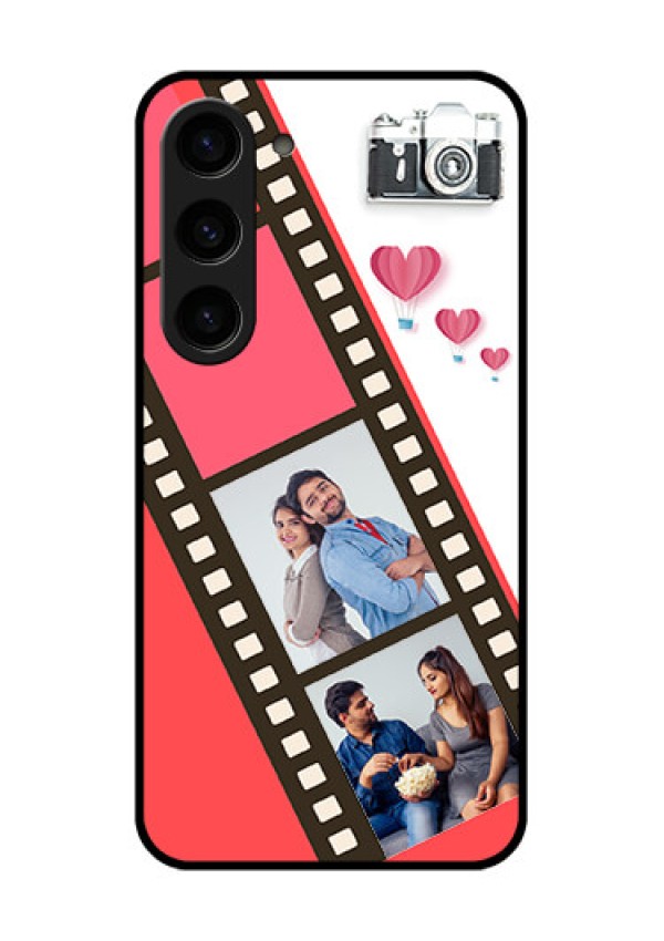 Galaxy S23 5G Personalized Glass Phone Case - 3 Image Holder with Film Reel