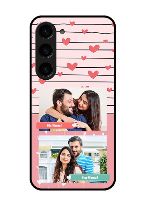 Galaxy S23 5G Custom Glass Mobile Case - Photo with Heart Design