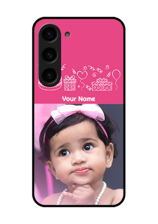 Galaxy S23 5G Photo Printing on Glass Case - with Birthday Line Art Design