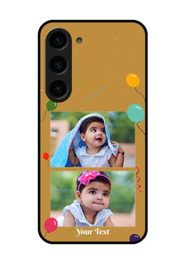Galaxy S23 5G Personalized Glass Phone Case - Image Holder with Birthday Celebrations Design