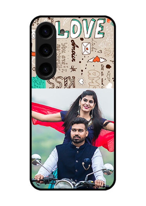 Galaxy S23 5G Custom Glass Phone Case - Love Doodle Pattern