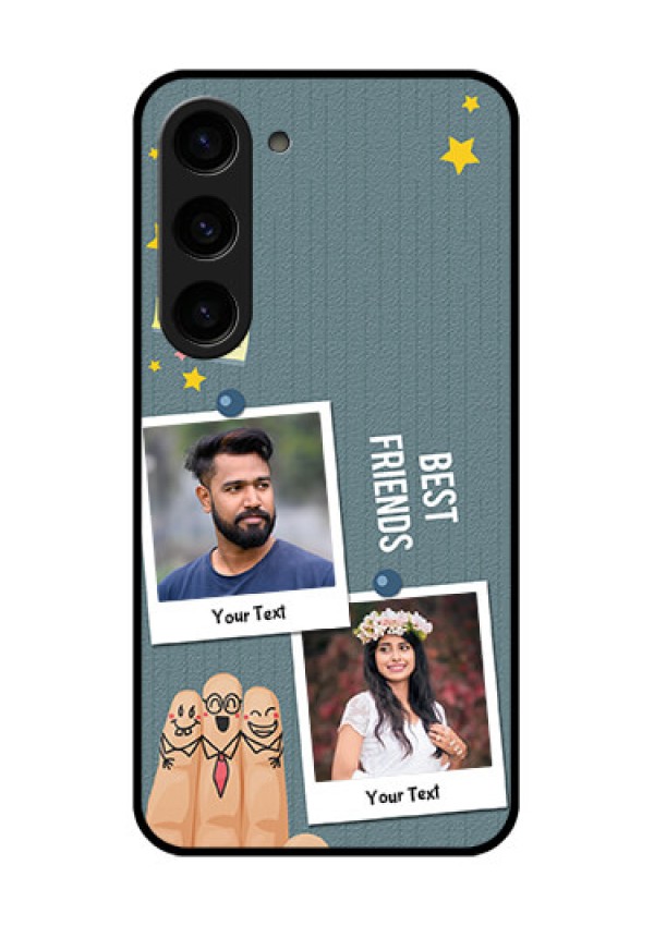 Galaxy S23 5G Personalized Glass Phone Case - Sticky Frames and Friendship Design