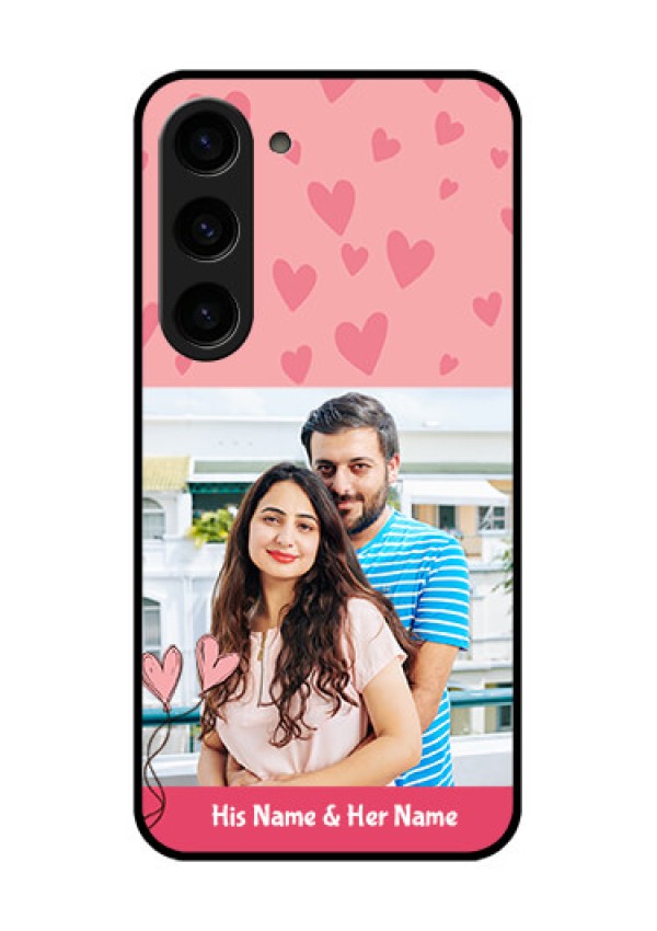 Galaxy S23 5G Personalized Glass Phone Case - Love Design Peach Color