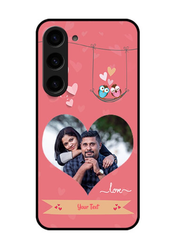 Galaxy S23 5G Personalized Glass Phone Case - Peach Color Love Design