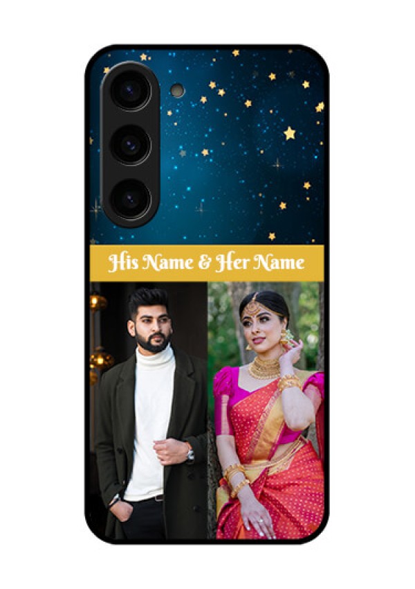 Galaxy S23 5G Custom Glass Phone Case - Galaxy Stars Backdrop Design