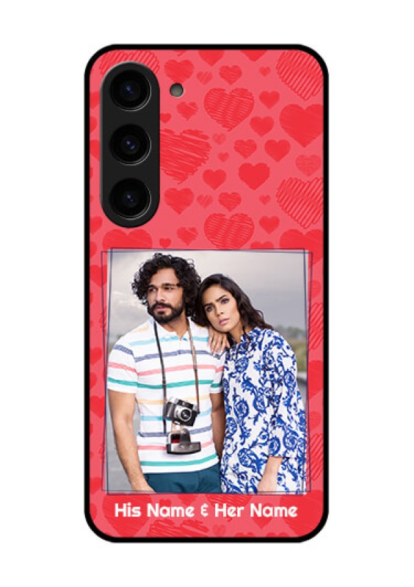 Galaxy S23 5G Photo Printing on Glass Case - with Red Heart Symbols Design