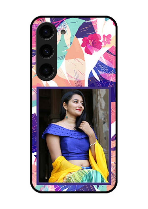 Galaxy S23 5G Custom Glass Mobile Case - Abstract Floral Design